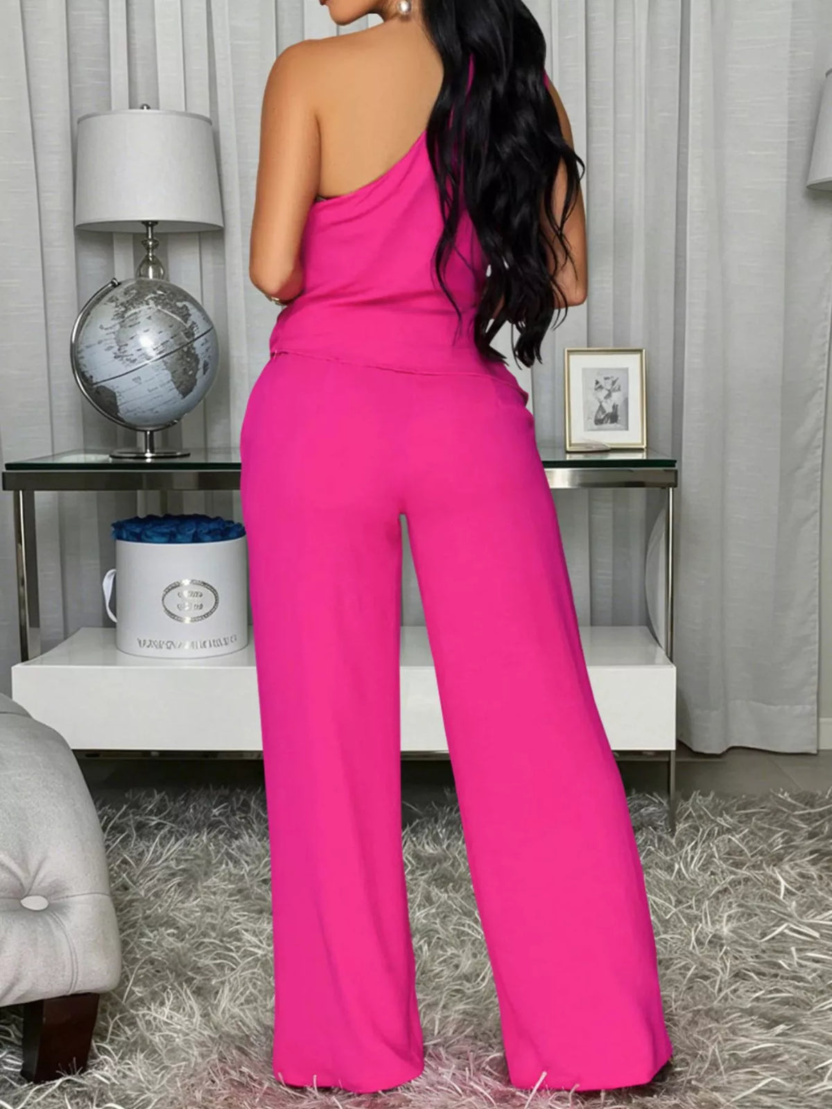 One-shoulder Top Wide-leg Pants Set (8)