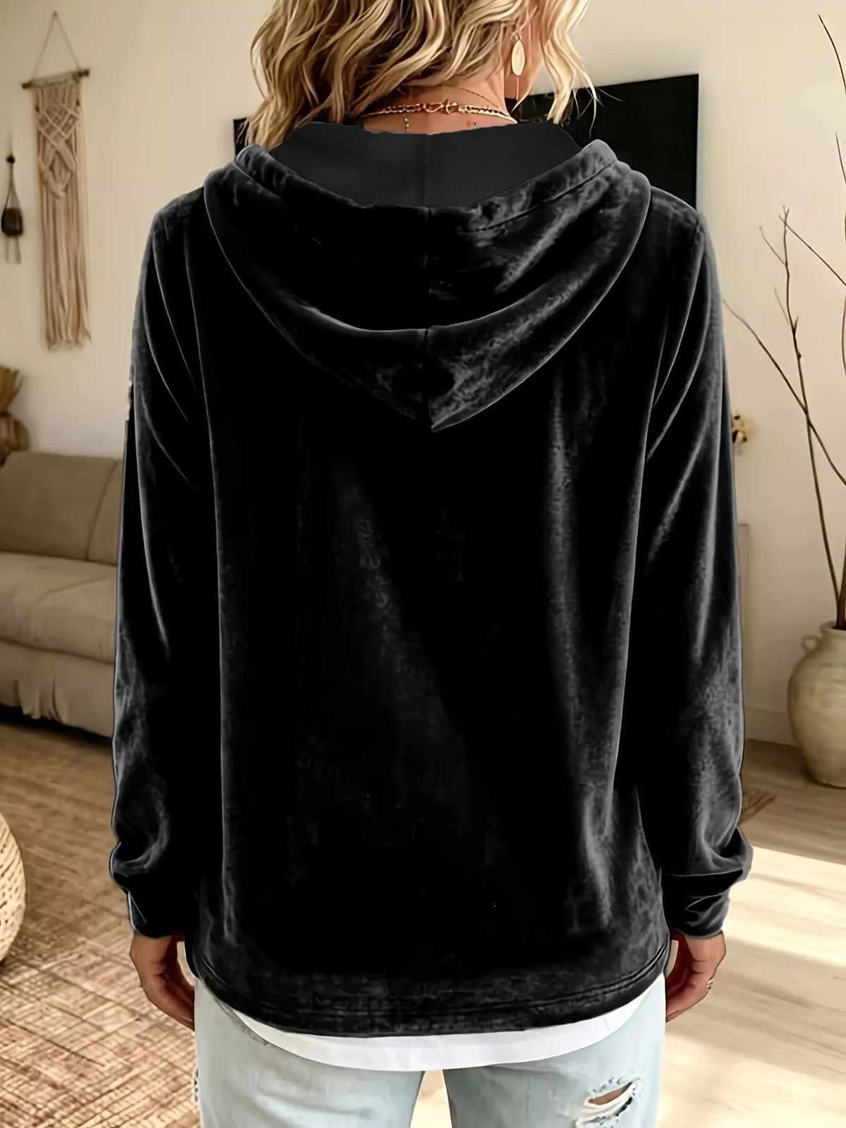 Full Size Drawstring Velvet Long Sleeve Hoodie Plus (4)