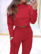 Casual Chic Cropped Sweatshirt Jogger Set (11)