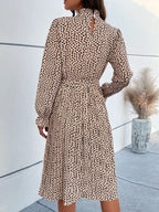 Animal Print Mock Neck Flounce Sleeve Dress (5)