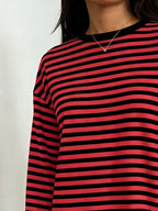 Full Size Casual Long-sleeve Striped Crew Neck T-shirt Plus (4)