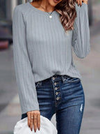 Textured Knit Long Sleeve T-shirt (20)