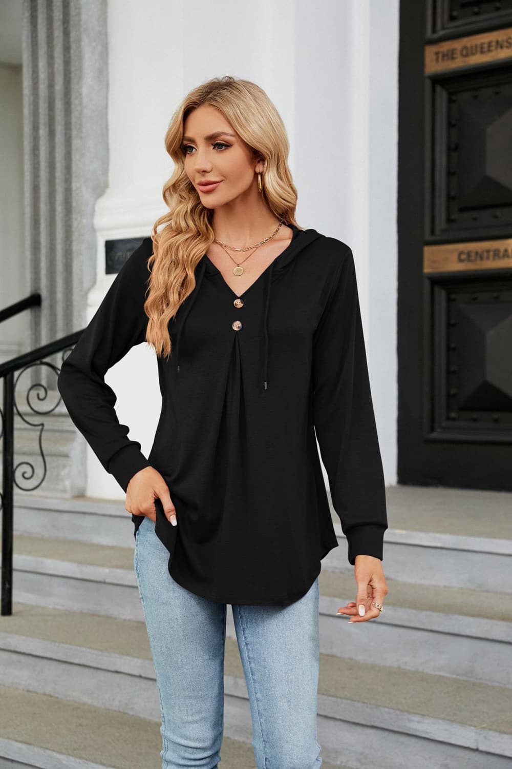 Long Sleeve Hooded Blouse (13)