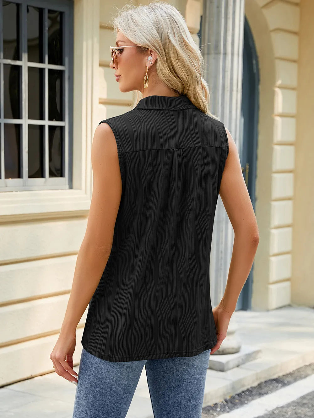 Textured Johnny Collar Tank (2)