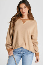 Waffle-knit Long Sleeve Sweatshirt (2)