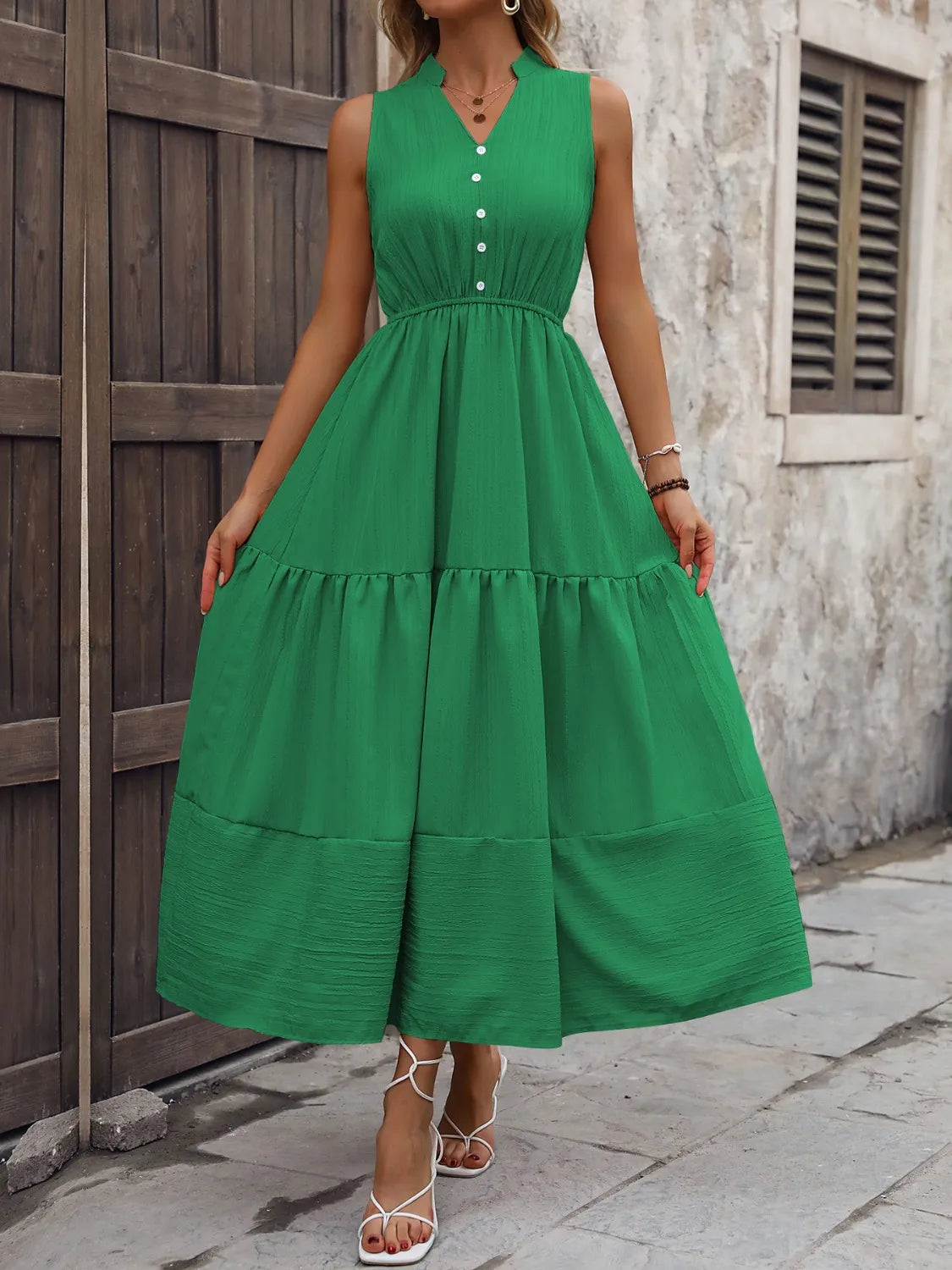 Notched Sleeveless Maxi Tank Dress (9)