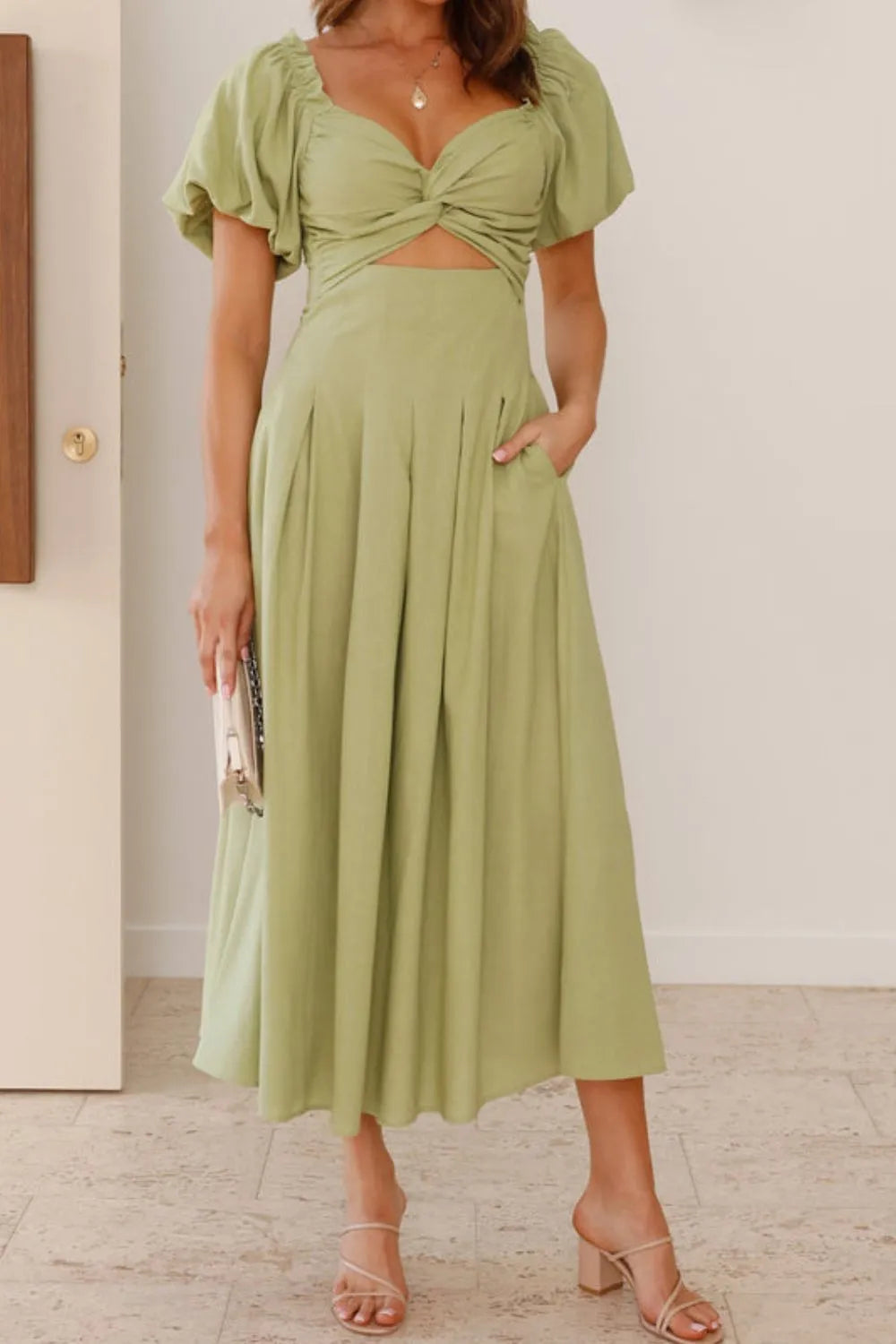 Sweetheart Neck Puff Sleeve Dress (4)
