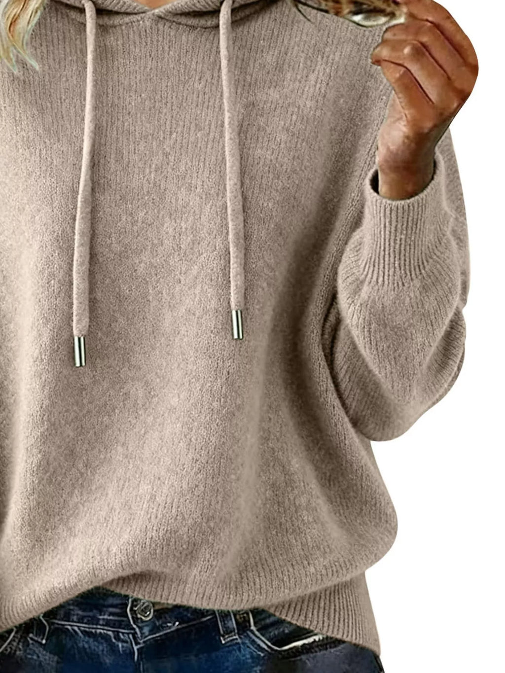 Drawstring Long Sleeve Hooded Sweater (15)