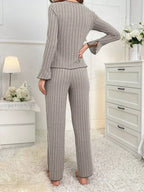 Contrast Bow Detail Top Pants Lounge Set (10)