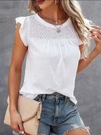 Ruffled Round Neck Cap Sleeve T-shirt (4)
