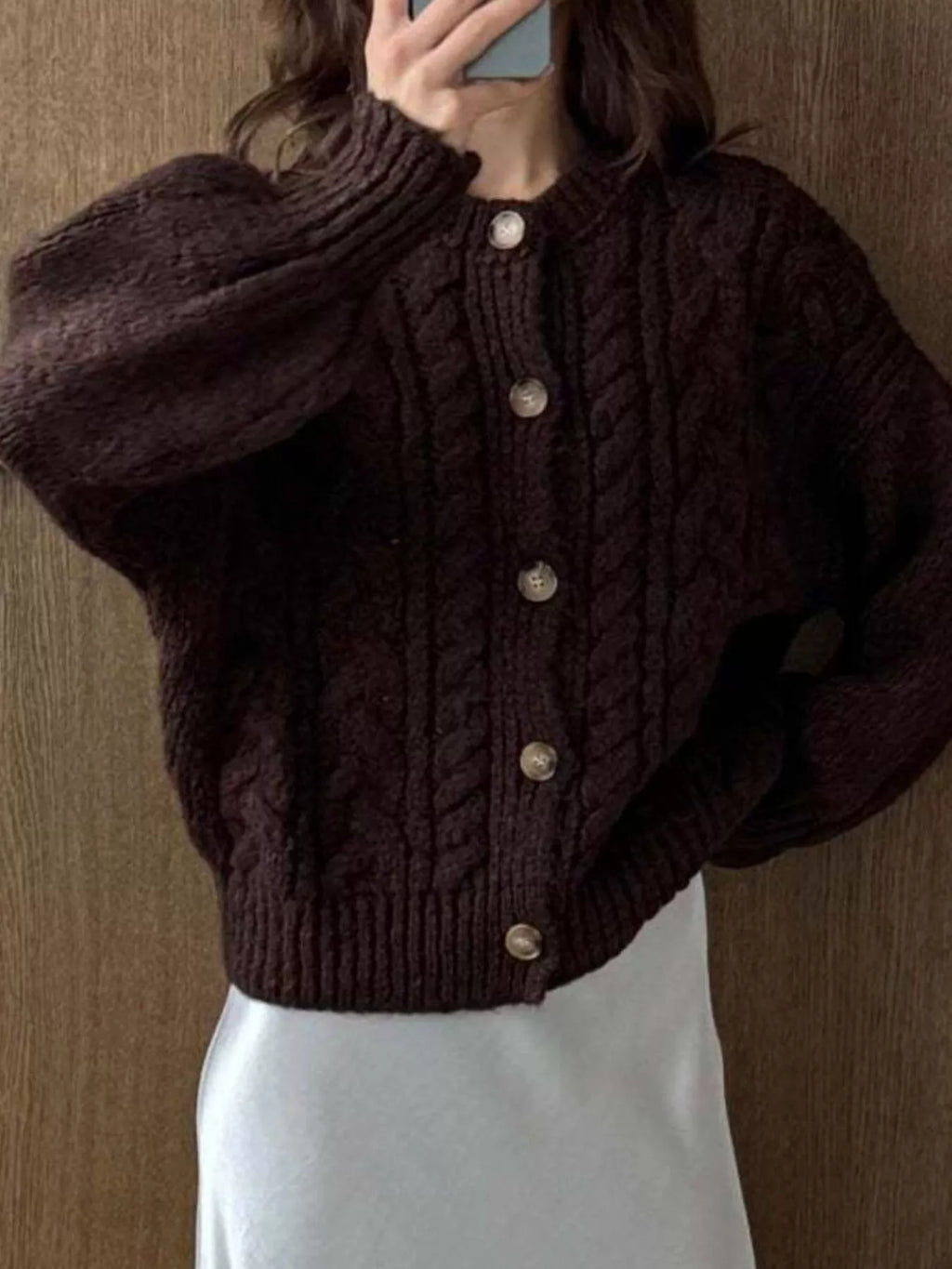 Cable Knit Button-down Cardigan (12)