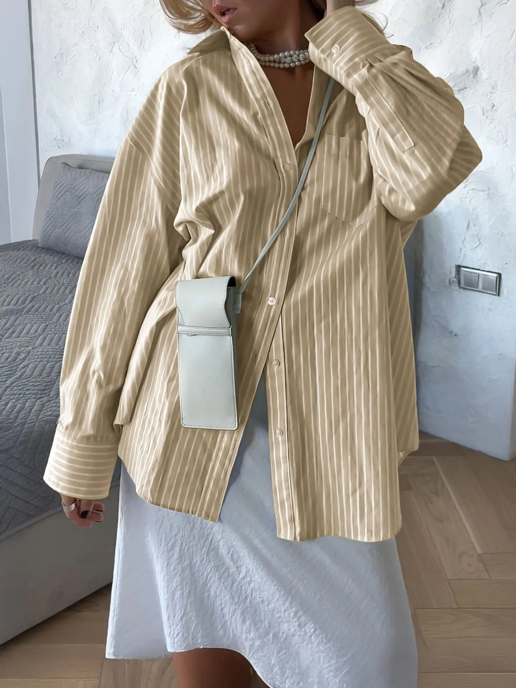 Oversized Striped Button-down Shirt (19)