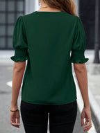Notched Half Sleeve Blouse (28)