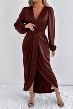 Satin Balloon Sleeve Midi Dress (22)