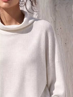 Full Size Waffle Knit Mock Neck Long Sleeve T-shirt Plus (4)