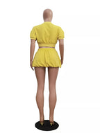 Zip Up Crop Top Shorts Set (12)