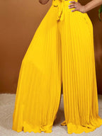 Full Size Tie Front Pleated Wide Leg Jumpsuit Plus (6)