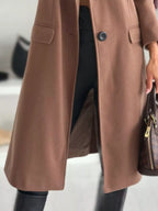 Lapel Collar Long Sleeve Coat (10)