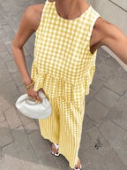 Gingham Sleeveless Top Wide-leg Pants Set (18)