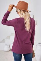 Notched Button Detail Long Sleeve T-shirt (20)