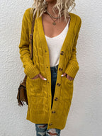 Cable-knit Button Down Cardigan Pockets (3)