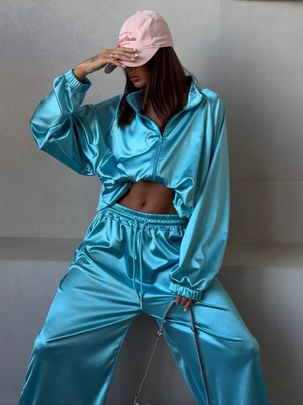 Zip Up Raglan Sleeve Jacket Pants Set (16)