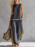 Sleeveless Tank Top Wide-leg Pants Set
