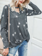 Cutout Round Neck Long Sleeve T-shirt (2)