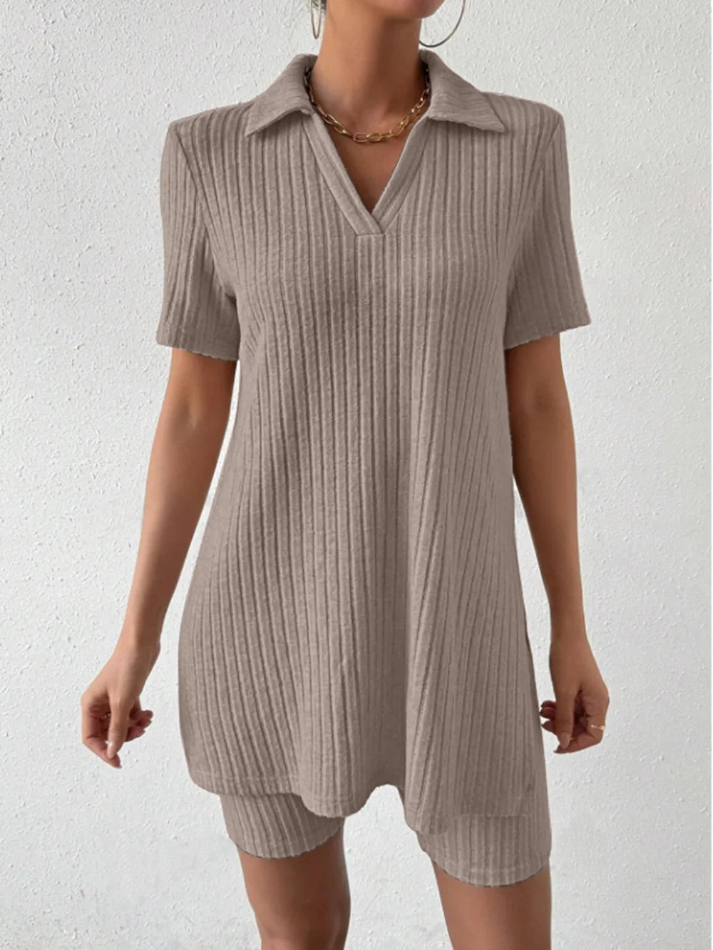 Johnny Collar Short Sleeve Top Shorts Set (9)