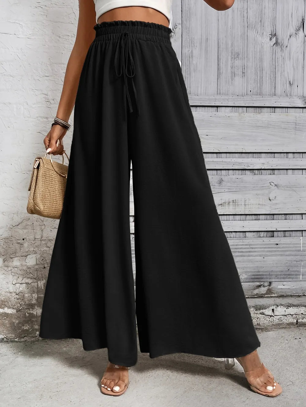 Tied High Waist Wide Leg Pants (5)