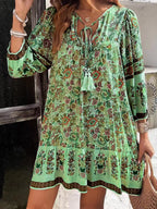 Floral Print Tassel Tie Neck Mini Dress (11)