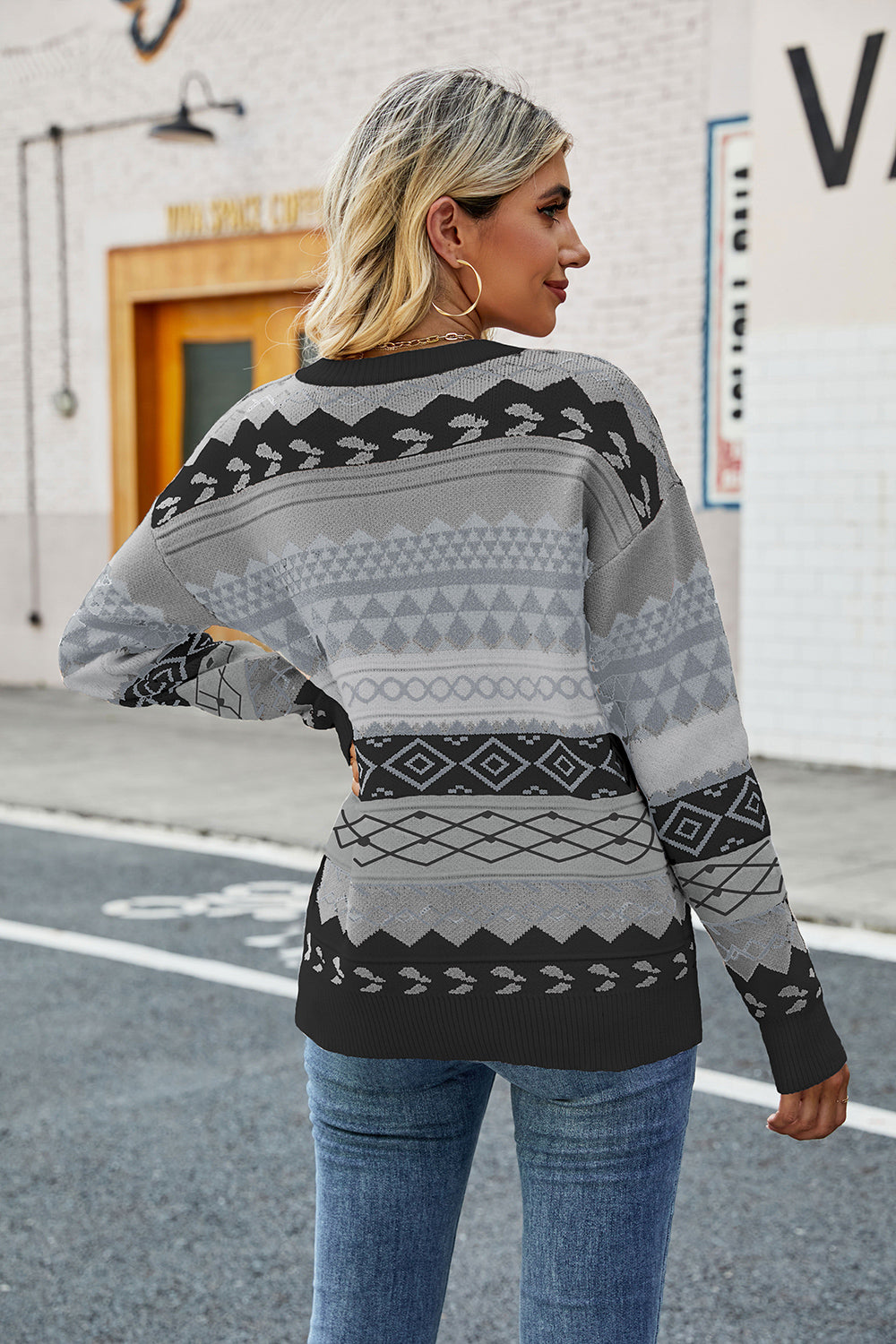 Round Neck Drop Shoulder Sweater (2)