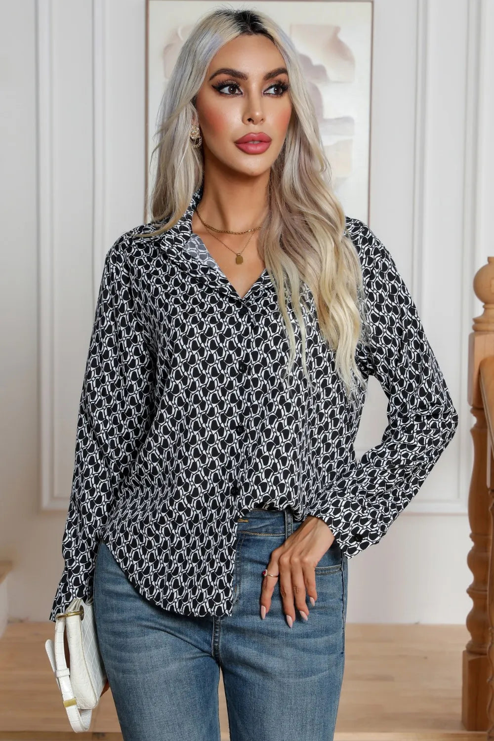 Printed Buttoned Long Sleeve Shirt (5)
