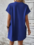 Round Neck Short Sleeve Mini Dress (20)