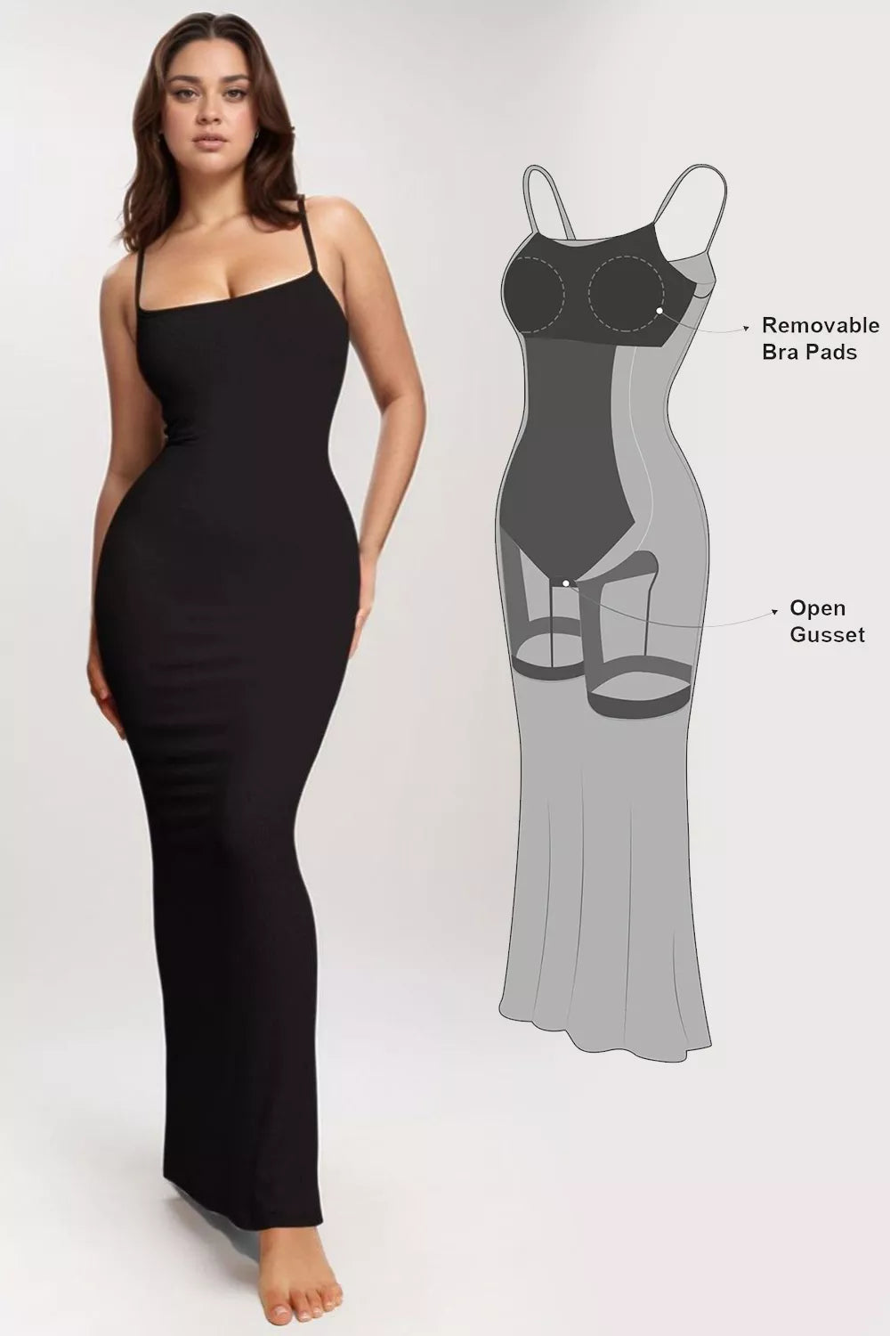 Built-in Shapewear Sleeveless Maxi Dress