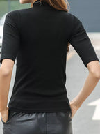 Full Size Mock Neck Half Sleeve T-shirt Plus (9)