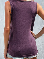 Full Size Decorative Button Round Neck Tank Plus (6)