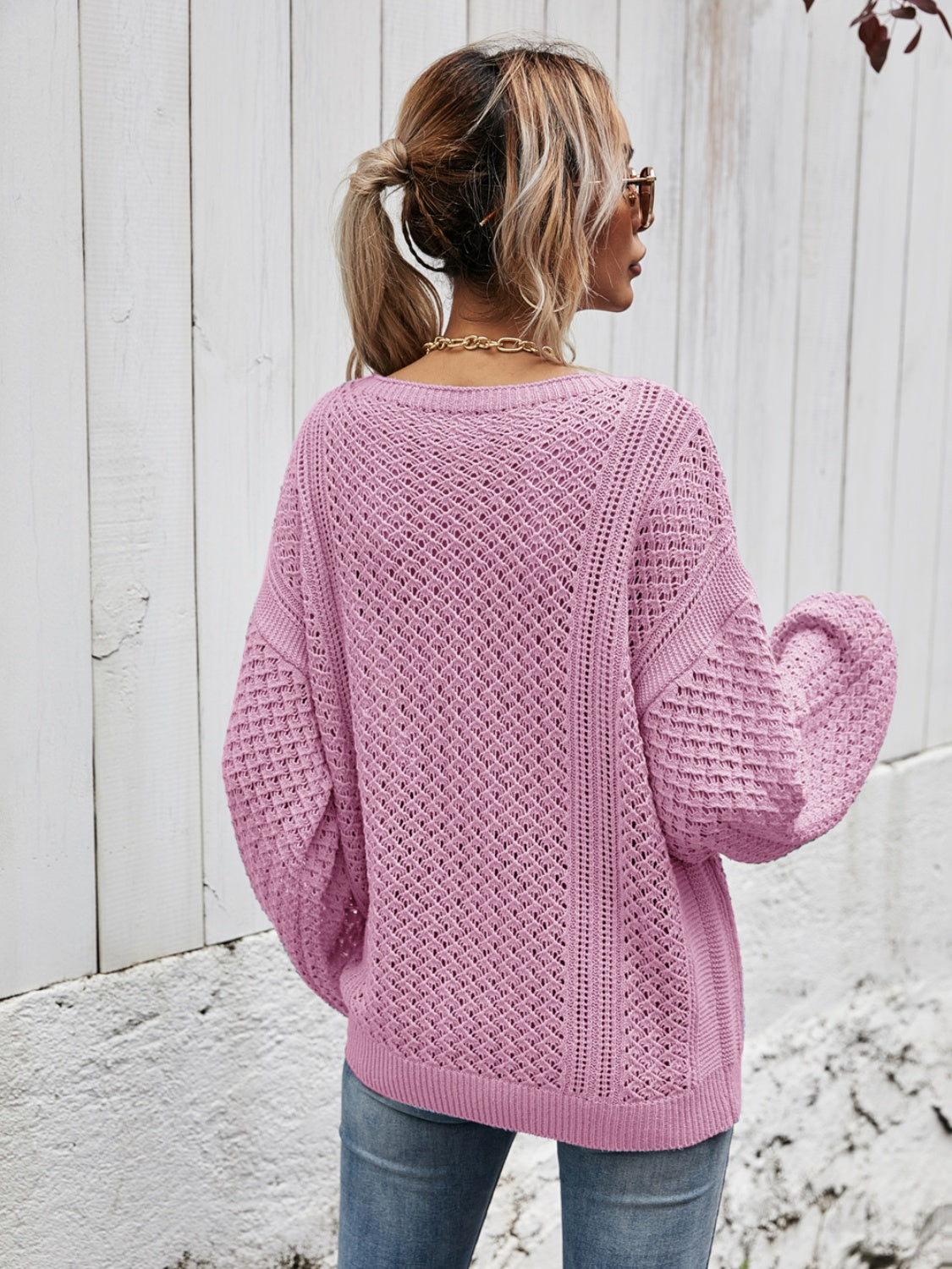 V-neck Dropped Shoulder Sweater (9)