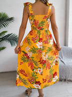 Smocked Floral Tie Shoulder Midi Dress (8)