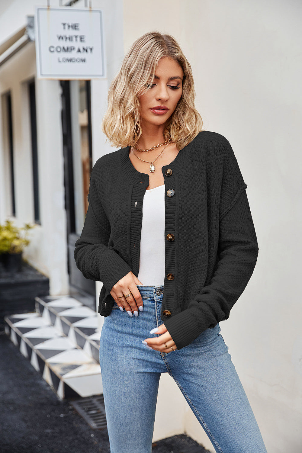 Button Down Exposed Seam Cardigan (6)