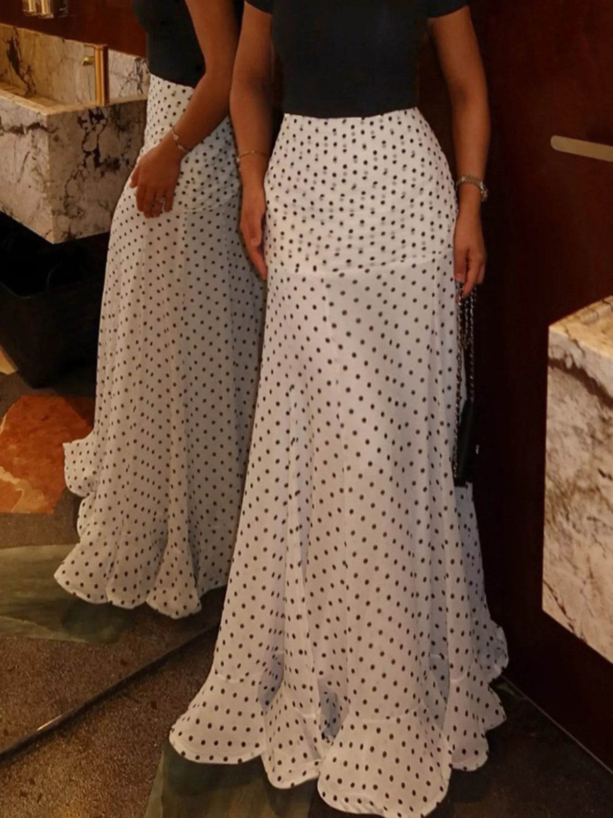 Polka Dot Mermaid Maxi Skirt (3)