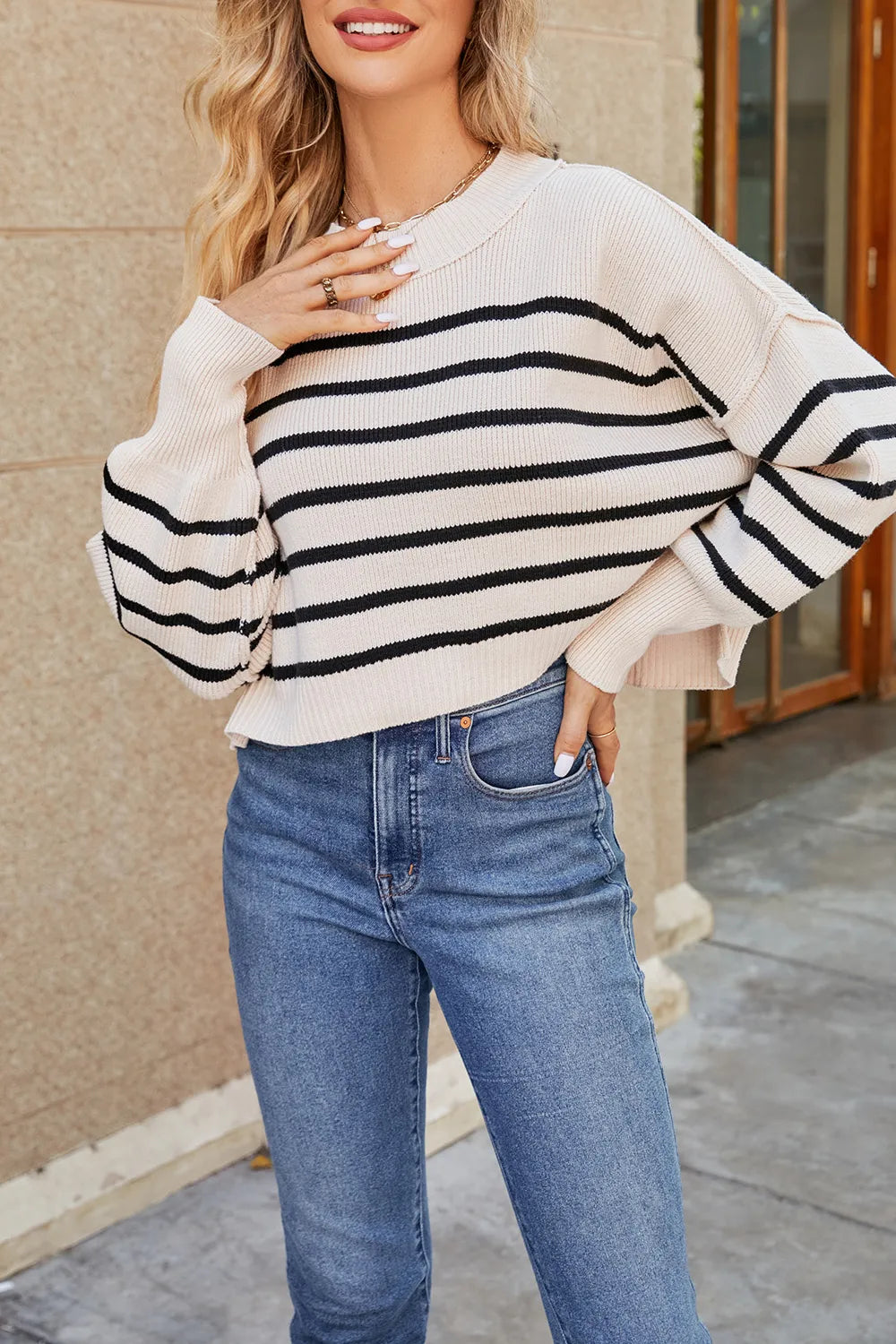 Round Neck Dropped Shoulder Sweater (26)