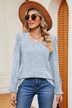 Square Neck Flounce Sleeve T-shirt (5)