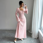 Slim-fitting Simple Long Sleeve Dress Clothing variant CJLY244254101AZ|CJLY244254102BY|CJLY244254103CX|CJLY244254104DW
