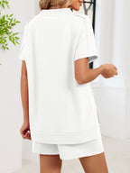 Round Neck Short Sleeve T-shirt Shorts Set (22)