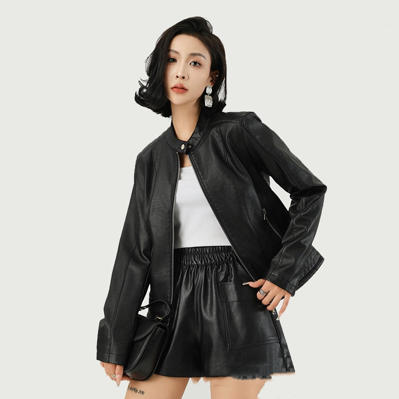 Leather Jacket Locomotive Coat photo 2