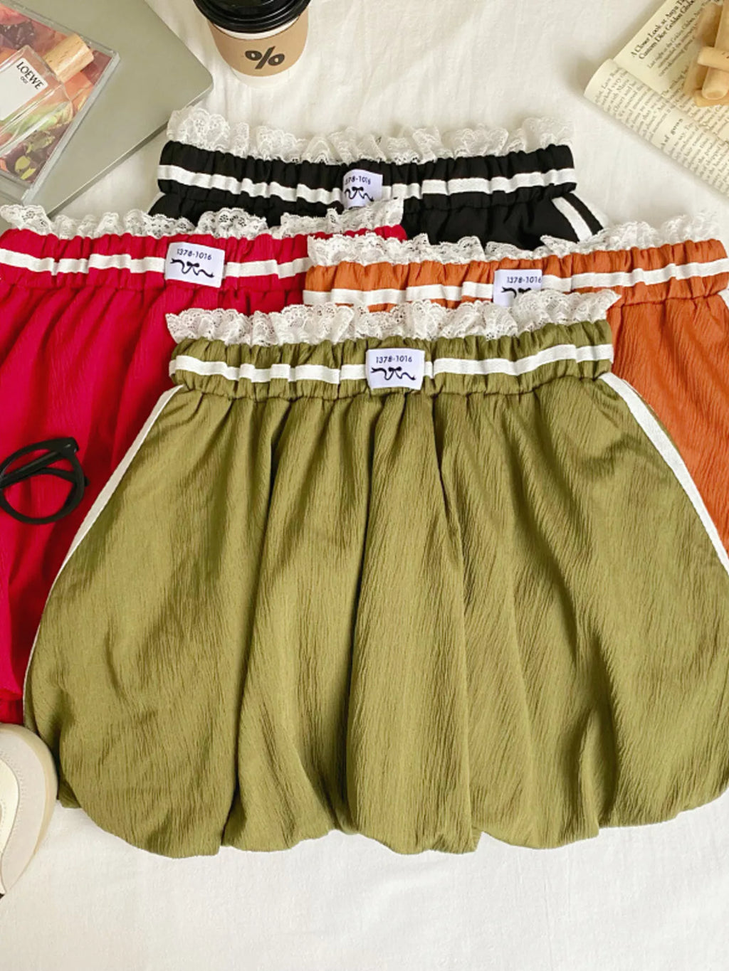 Lace Trim Elastic Waist Mini Skirt (3)