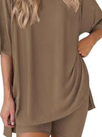 Full Size Half Sleeve T-shirt Shorts Set Plus (13)