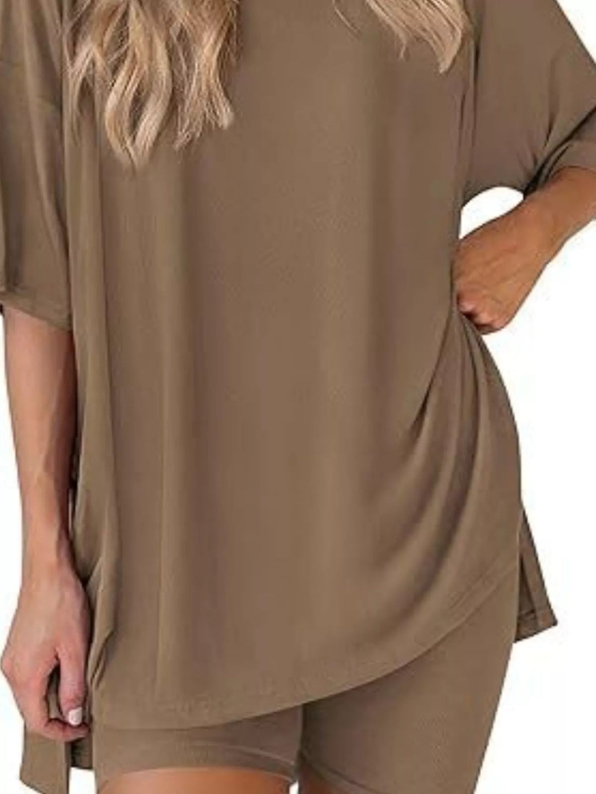 Full Size Half Sleeve T-shirt Shorts Set Plus (13)