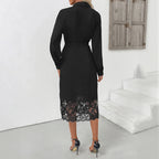 Lace Stitching Shirt Midi Dress photo 2